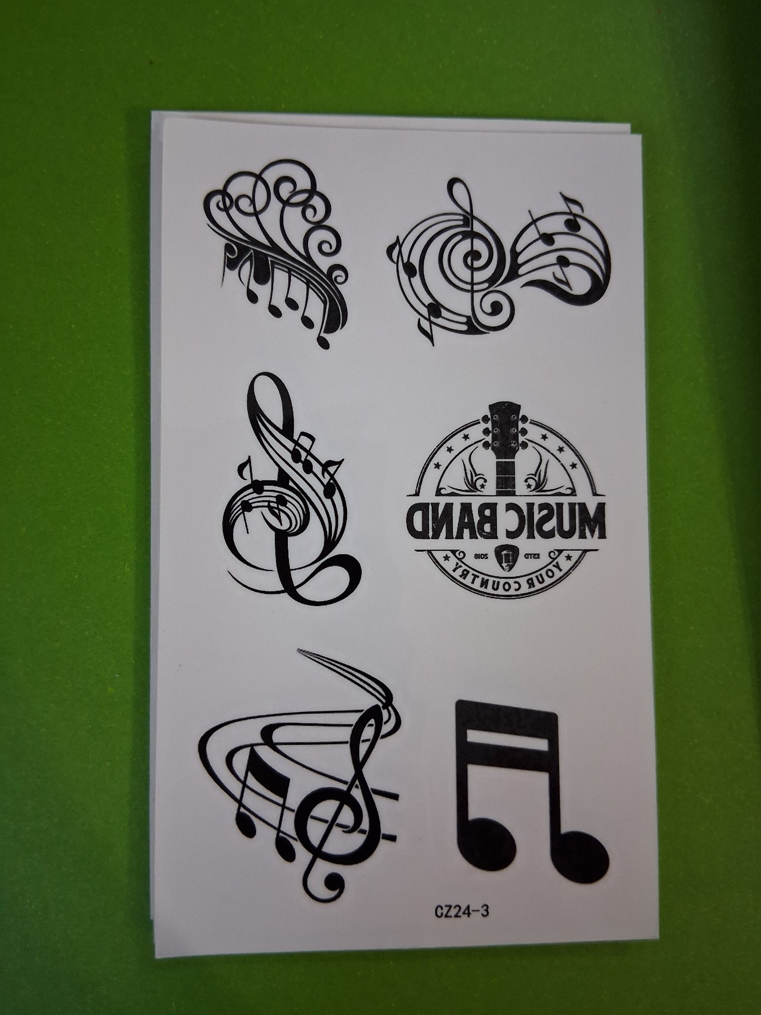 Temporary Tattoo — 39D Music Symbols 6-Pack (CZ24-3)
